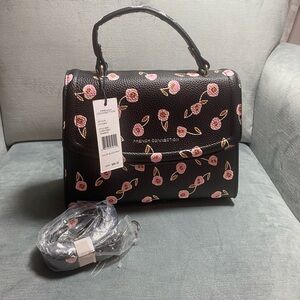 NWT French Connection handbag/crossbody pebbled vegan 7.5Hx9.5W pink floral $88